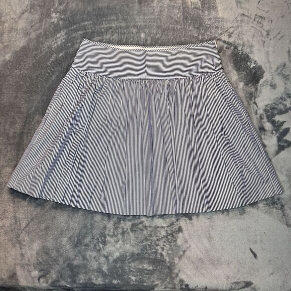 Gap Sz 12 100% Cotton Blue White Striped Skirt Nautical Full Blue A-Line Lined - Picture 3 of 15